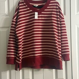 Maurices Burgundy and White V-Neck Sweater